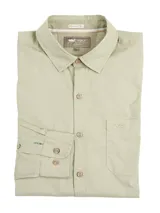 Camisa casual de manga larga color celeste, confeccionada en popelina de algodón orgánico con cuello italiano y bolsillo al pecho.