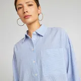Camisa de rayas de manga larga BLANCO