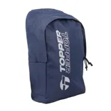 Mochila resistente en color azul marino con logo de la marca, diseñada para uso diario con múltiples compartimentos.