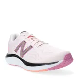 Championes de running para mujer, color rosa con detalles en violeta y metalizados, diseñados para ofrecer comodidad y soporte.