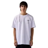 Remera blanca de algodón con logo estampado en el pecho.