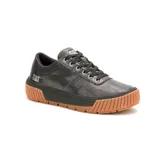 Zapatillas urbanas Caterpillar modelo Amp, color gris oscuro con textura tipo escamas, logo de la marca en el lateral y suela de goma marrón con diseño dentado.