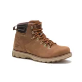 Bota de cuero color marrón, con cordones y suela de goma.