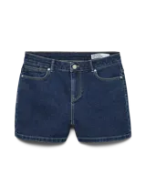 Short de jean Vero Moda color azul oscuro, de tiro alto y corte slim.