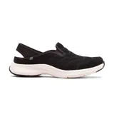 Championes Skechers Vapor Foam Move, color negro, con capellada de malla transpirable, plantilla acolchada Skechers Air-Cooled Memory Foam y entresuela Vapor Foam ultraligera. Diseño sin cordones con tira trasera tipo slingback.