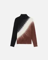 Sweater de cuello alto con diseño tie dye en tonos negro, blanco y marrón.