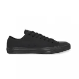 Zapatillas Converse All Star de lona color negro, con suela de goma y cordones negros.