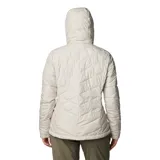 Campera puffer color salmón con capucha, cierre frontal y bolsillos laterales con cierre. Cuenta con tecnología termorreflectante Omni-Heat™ y puños con orificios para los pulgares.