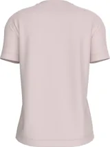 Remera rosa de algodón con cuello redondo, mangas cortas y logo 'ck' bordado en el pecho.
