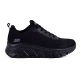 Championes deportivos Skechers Bobs B Flex Flying Hi para mujer, color negro. Capellada tejida con cordones, plantilla acolchada Skechers Memory Foam y suela flexible con buena tracción.