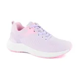 Championes deportivos Hi-Tec Lula, color gris con detalles en rosa y suela blanca.