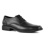 Zapato de vestir acordonado de cuero negro, con suela de goma y puntera cuadrada.