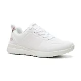 Championes Skechers BOBS Sport Milano, color blanco con detalles en rosa metalizado en el talón. Capellada sintética perforada, plantilla acolchada Skechers Memory Foam y suela flexible.