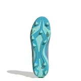 Championes de fútbol Adidas F50 Club Messi, unisex, color celeste con detalles en rosa.