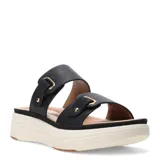 Sandalia de mujer con plataforma, color negro con detalles en dorado.