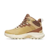Botas de senderismo Merrell Speed Strike 2, color marrón claro con detalles en marrón oscuro y beige. Fabricadas en cuero y gamuza impermeables, con suela de goma adherente y cordones de tela.