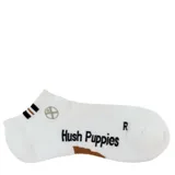Calcetín corto blanco con diseño minimalista y logo de Hush Puppies, ideal para el uso diario.