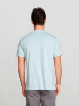 Remera básica de manga corta color gris claro, con cuello redondo.