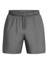 Short deportivo gris de Under Armour, confeccionado en tejido ligero de secado rápido. Presenta el logo de la marca en la pierna izquierda.