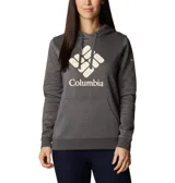 Buzo negro con capucha y bolsillo tipo canguro. Logotipo de Columbia estampado en blanco en el pecho.