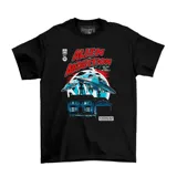 Remera negra de algodón con estampado de una portada de cómic con la leyenda "Alien Abduction".
