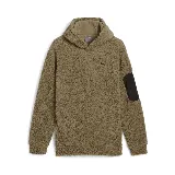 Buzo con capucha Puma Open Road Winterized, color marrón, de corte holgado y textura de felpa. Presenta bolsillo con cierre en la manga izquierda y logo de la marca bordado en el pecho.