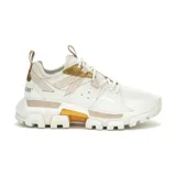 Zapatillas urbanas Caterpillar Raider Sport, color blanco con detalles en dorado y beige.