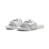 Sandalias Puma Leadcat 2.0 V, color blanco con logo negro.
