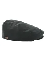 Gorro tipo boina color negro, confeccionado en canvas engrasado inglés resistente al agua y forro interior de algodón orgánico.