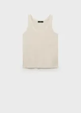 Musculosa blanca de lino con cuello redondo y tirantes anchos.