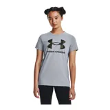 Remera deportiva Under Armour color fucsia con logo blanco estampado en el frente.