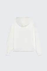 Sudadera marrón con capucha ajustable con cordones y bordado blanco con el texto 'ZAFA A Coruña Established 1975 Rúa Juan Flórez 64-66'.