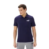 Chomba azul marino de algodón con cuello clásico, tapeta de dos botones y logo Puma bordado en blanco en el pecho.