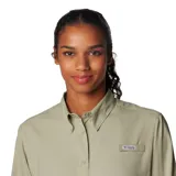 Camisa de manga larga Columbia Tamiami II LS Shirt color celeste, con tecnología Omni-Wick y Omni-Shade con protección solar UPF 40, aperturas de ventilación y tratamiento antimicrobiano.