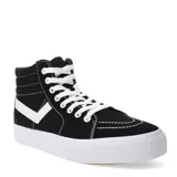 Championes de lona para hombre, color negro, con cordones y detalle en blanco.