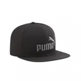 Gorra negra con diseño clásico, logotipo bordado de Puma en el frente.