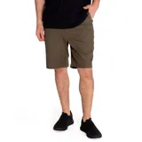 Short color verde militar, con cierre de cremallera y botón, bolsillos laterales y traseros.
