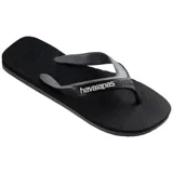 Ojotas Havaianas Dual negras con tiras grises y logo de la marca en blanco.