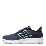 Championes New Balance 411 V3 para hombre, color azul con detalles en negro y verde.