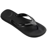 Ojotas Havaianas Top Max Comfort color gris con logo verde.