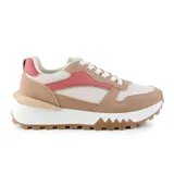 Championes Korium Astro de mujer, color beige con detalles en rosa y blanco.