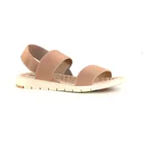Sandalia casual color beige con tiras elásticas y suela texturizada.