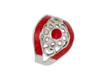 Anillo de Plata 925 calado con esmalte color rojo y diseño decorativo.