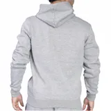 Buzo canguro gris de hombre, marca Umbro, con capucha ajustable con cordones, logo estampado en el pecho y bolsillo tipo canguro.