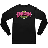 Remera blanca de manga larga con cuello redondo y logo Emexem en el pecho.