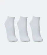 Kit de tres pares de medias deportivas negras de caña corta con suela de rizo.