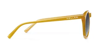 Lentes de sol redondos con montura de policarbonato color amarillo y lentes polarizados negros.
