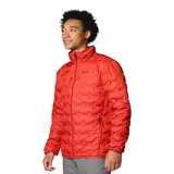 Campera puffer Columbia Delta Ridge II, color rojo, con cierre frontal, cuello alto y bolsillos laterales con cierre. Cuenta con tecnología Omni-Heat™ para mantener el calor corporal y HeatSeal™ para evitar la pérdida de calor.