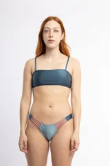 Bombacha vedetina forrada, combinada en tres colores: azul, rosa y gris.