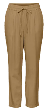 Pantalón de lino color ocre, con cintura elástica ajustable con cordón.